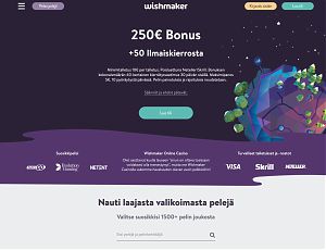 Wishmaker: 250€ bonus + 50 ilmaiskierrosta.
